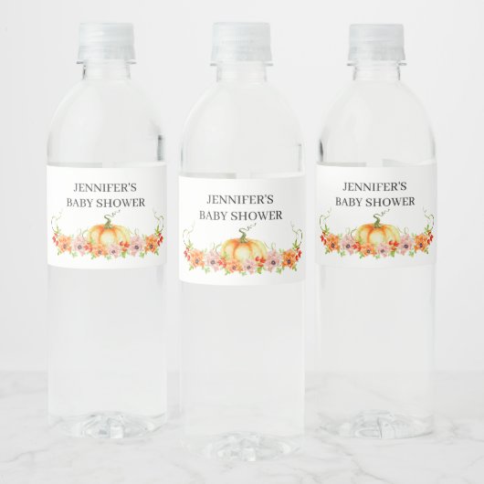Waterverf herfst pompoen baby shower waterfles etiket (Flessen)