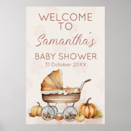 Waterverf Herfst Pompoen Baby shower Welkom Poster