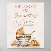 Waterverf Herfst Pompoen Baby shower Welkom Poster (Voorkant)