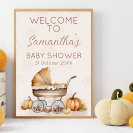 Waterverf Herfst Pompoen Baby shower Welkom Poster