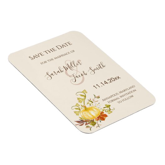 Waterverf herfst pompoen en bladeren sparen de Dat Magneet (Rechterzijde)