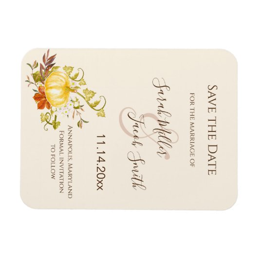 Waterverf herfst pompoen en bladeren sparen de Dat Magneet (Horizontaal)