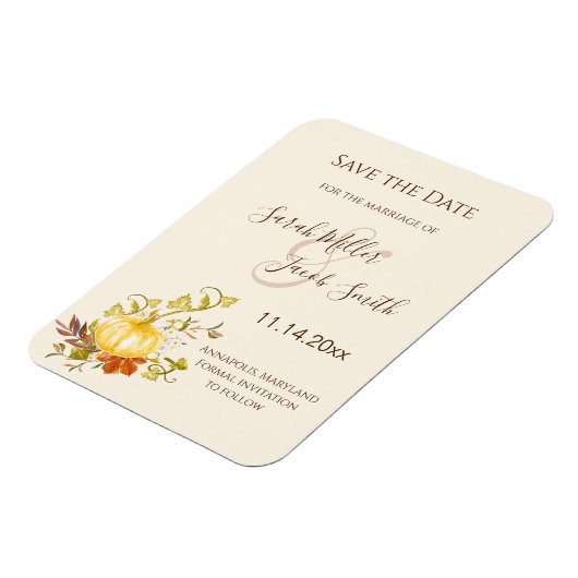 Waterverf herfst pompoen en bladeren sparen de Dat Magneet (Linkerzijde)