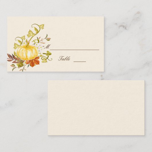 Waterverf herfst pompoen en lederwonden plaatskaartje (Voorkant / Achterkant)