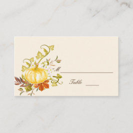 Waterverf herfst pompoen en lederwonden plaatskaartje