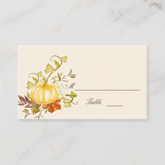 Waterverf herfst pompoen en lederwonden plaatskaartje (Voorkant)