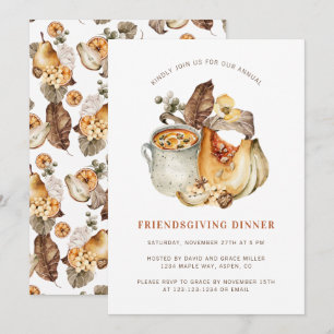 Waterverf Herfst Pompoen Eten Thanksgiving Diner Kaart