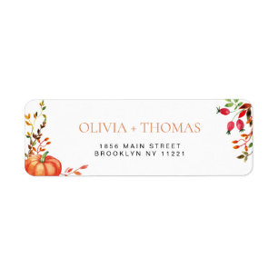 Waterverf herfst pompoen floral bruiloft label
