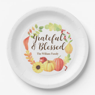 Waterverf Herfst pompoen krans herfst Thanksgiving Papieren Bordje
