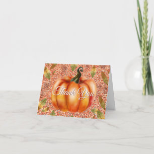Waterverf Herfst Pompoen Oranje Glitters Bedankkaart