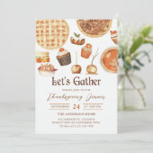 Waterverf Herfst Pompoen Pie Thanksgiving Diner Kaart (Staand voorkant)