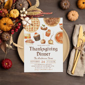 Waterverf Herfst Pompoen Pie Thanksgiving Diner Kaart