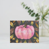 Waterverf Herfst Pompoen Roze Bedankkaart (Staand voorkant)