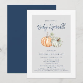 Waterverf Herfst Pompoen Sprinkle Baby shower Kaart