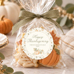 Waterverf Herfst Pompoen Thanksgiving Diner Ronde Sticker
