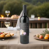 Waterverf Herfst Pompoen Thanksgiving Zwart Wijn Etiket