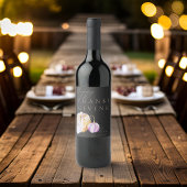 Waterverf Herfst Pompoen Thanksgiving Zwart Wijn Etiket