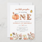 Waterverf Herfst Pompoen Wildflower 1e Verjaardag Kaart (Voorkant)