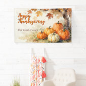 Waterverf Herfst Pompoenen Bladeren Thanksgiving Spandoek (Insitu)