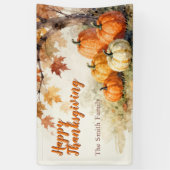 Waterverf Herfst Pompoenen Bladeren Thanksgiving Spandoek (Verticaal)