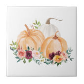 Waterverf Herfst Pompoenen Boho Bloemen Tegeltje (Voorkant)