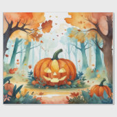 Waterverf Herfst Pompoenen Bos Fall Bladeren Cadeaupapier (Vlak)