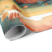 Waterverf Herfst Pompoenen Bos Fall Bladeren Cadeaupapier (Rol Hoek)