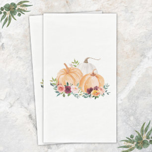 Waterverf Herfst Pompoenen en Boho Bloemen Servet