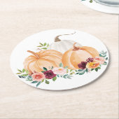 Waterverf Herfst Pompoenen en Boho Flowers Ronde Kartonnen Onderzetter (Gebogen)