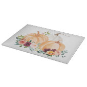 Waterverf Herfst Pompoenen en Boho Flowers Snijplank (Hoek)