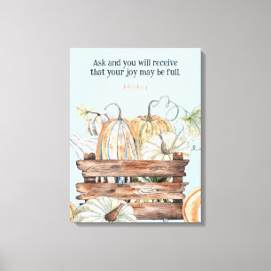 Waterverf Herfst pompoenen met vreugdebijbelvers Canvas Afdruk