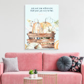 Waterverf Herfst pompoenen met vreugdebijbelvers Canvas Afdruk (Insitu (Woonkamer))