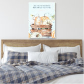 Waterverf Herfst pompoenen met vreugdebijbelvers Canvas Afdruk (Insitu (Slaapkamer))