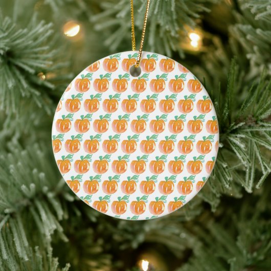 Waterverf Herfst Pompoenen Oranje Patroon Keramisch Ornament (Boom)