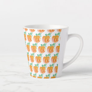Waterverf Herfst Pompoenen Oranje Patroon  Latte Mok