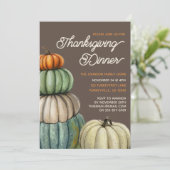 Waterverf Herfst Pompoenen Thanksgiving Dinner Kaart (Staand voorkant)