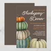 Waterverf Herfst Pompoenen Thanksgiving Dinner Kaart (Voorkant / Achterkant)