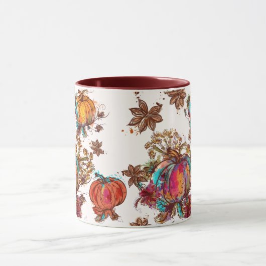 Waterverf Herfst pompoenen Thanksgiving Mok (Midden)