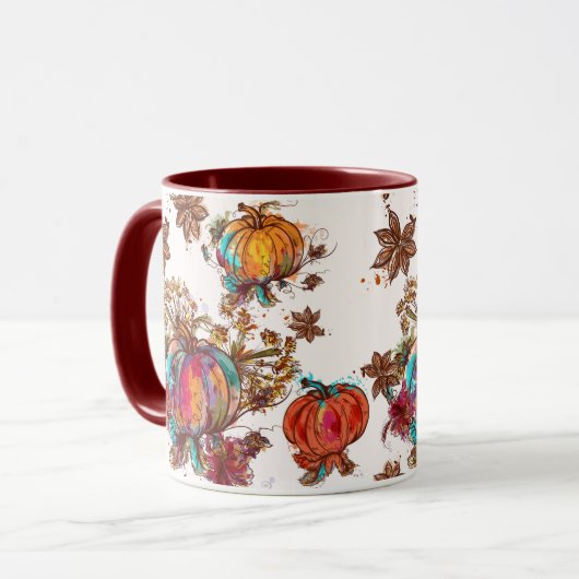 Waterverf Herfst pompoenen Thanksgiving Mok (Voorkant links)