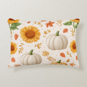 Waterverf Herfst Pompoenen & Zonnebloemen Patroon Accent Kussen