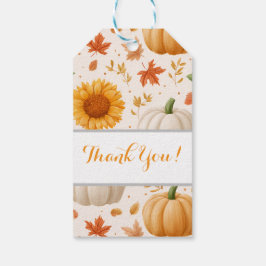 Waterverf Herfst Pompoenen & Zonnebloemen Patroon Cadeaulabel