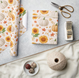 Waterverf Herfst Pompoenen & Zonnebloemen Patroon Cadeaupapier