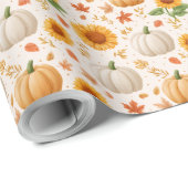 Waterverf Herfst Pompoenen & Zonnebloemen Patroon Cadeaupapier (Rol Hoek)