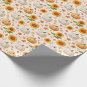 Waterverf Herfst Pompoenen & Zonnebloemen Patroon Cadeaupapier (Hoek)