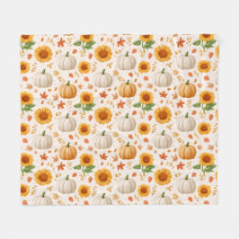 Waterverf Herfst Pompoenen & Zonnebloemen Patroon Fleece Deken