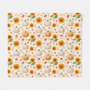 Waterverf Herfst Pompoenen & Zonnebloemen Patroon Fleece Deken
