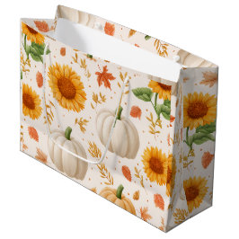 Waterverf Herfst Pompoenen & Zonnebloemen Patroon Groot Cadeauzakje