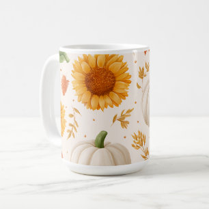Waterverf Herfst Pompoenen & Zonnebloemen Patroon Koffiemok