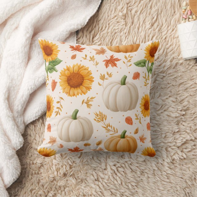 Waterverf Herfst Pompoenen & Zonnebloemen Patroon Kussen (Deken)