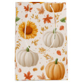 Waterverf Herfst Pompoenen & Zonnebloemen Patroon Medium Cadeauzakje (Voorkant)